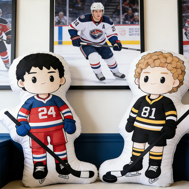 Personalized Cute Player Ice Hockey Pillow Number 81 Gift for HR Fans