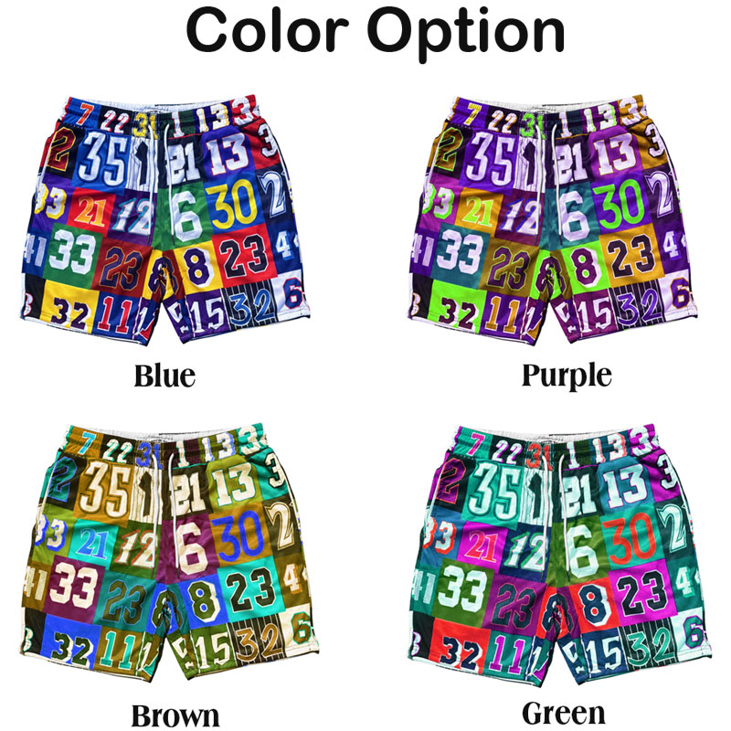 Personalized Sports Number Shorts with Sports Vitality Colorful Number Design 
