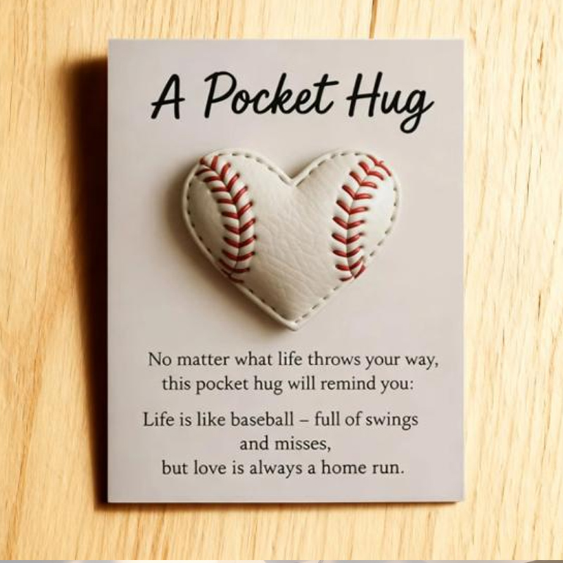 Personalized Sports PU Heart Pocket Hug Token with Greeting Card Custom Ball Style