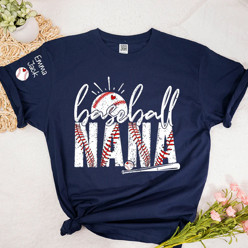 Personalized Baseball Nana T-Shirt Varsity Style Nana Shirt for Baseball Lovers