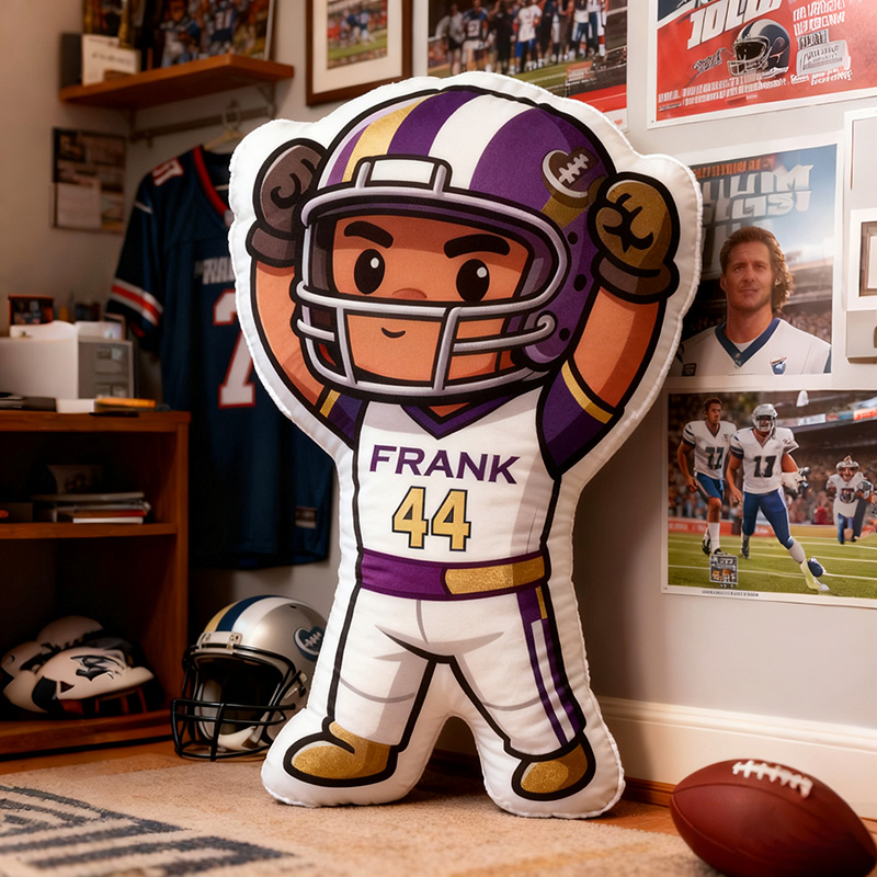 Personalized Football Hero Pillow with Custom Name and Number Design