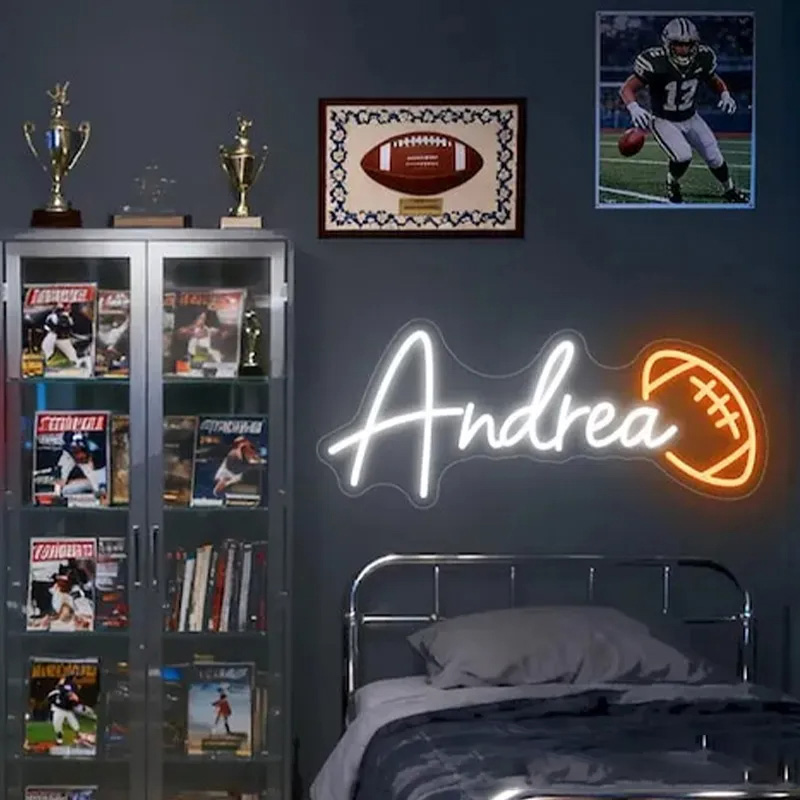 Personalized Football Neon Sign with Custom Name for Bedrooms or Game Rooms