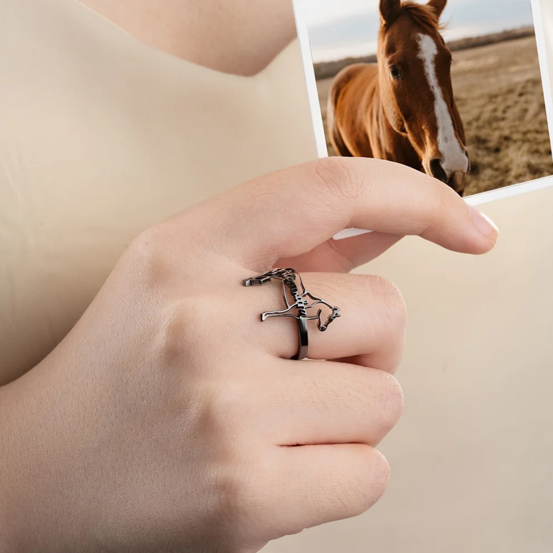 Personalized Horse Silhouette Ring with Name Dainty Jewelry Birthday Anniversary Gift for Horse Lovers Equestrians