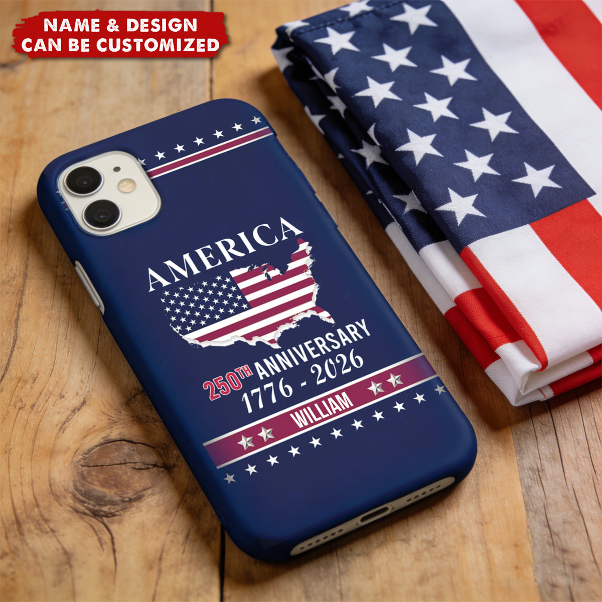 Personalized Family Name America 250th Anniversary Phone Case Anniversary Gifts For Women Men Freedom Is Our Legacy