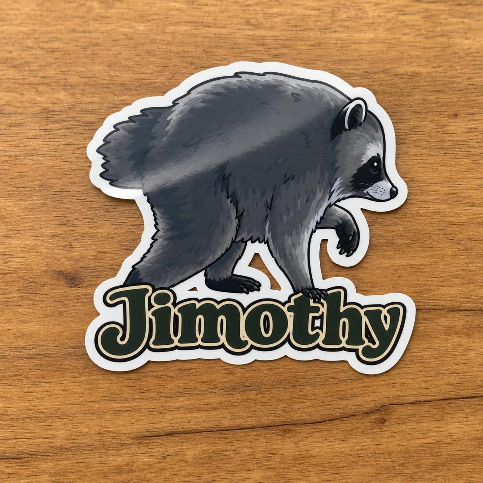 Jimothy Seattle Raccoon Sticker with Name Animal Sticker Laptop and Water Bottle Decor
