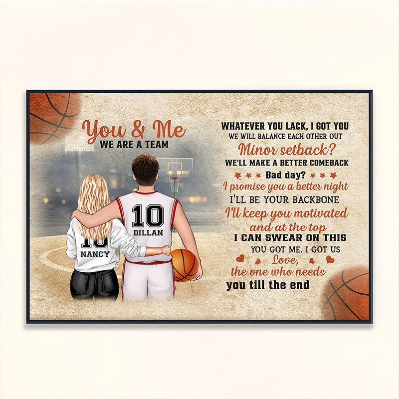 Personalized Basketball Couple Wall Hangings with Custom Names and Numbers Valentine's Day Gifts