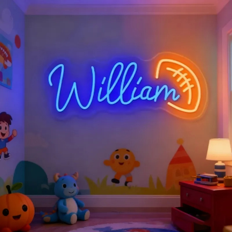 Personalized Football Neon Sign with Custom Name for Bedrooms or Game Rooms
