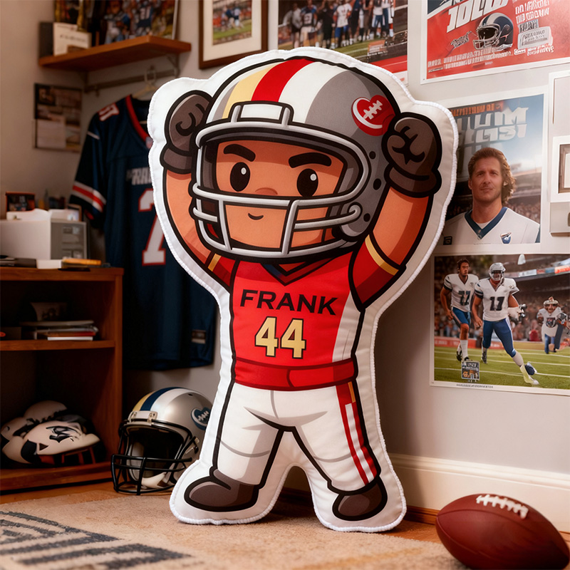 Personalized Football Hero Pillow with Custom Name and Number Design
