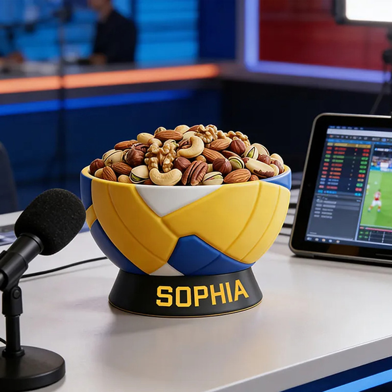 Personalized 3D Printed Volleyball Snack Bowl with Custom Name Design for Volleyball Fans