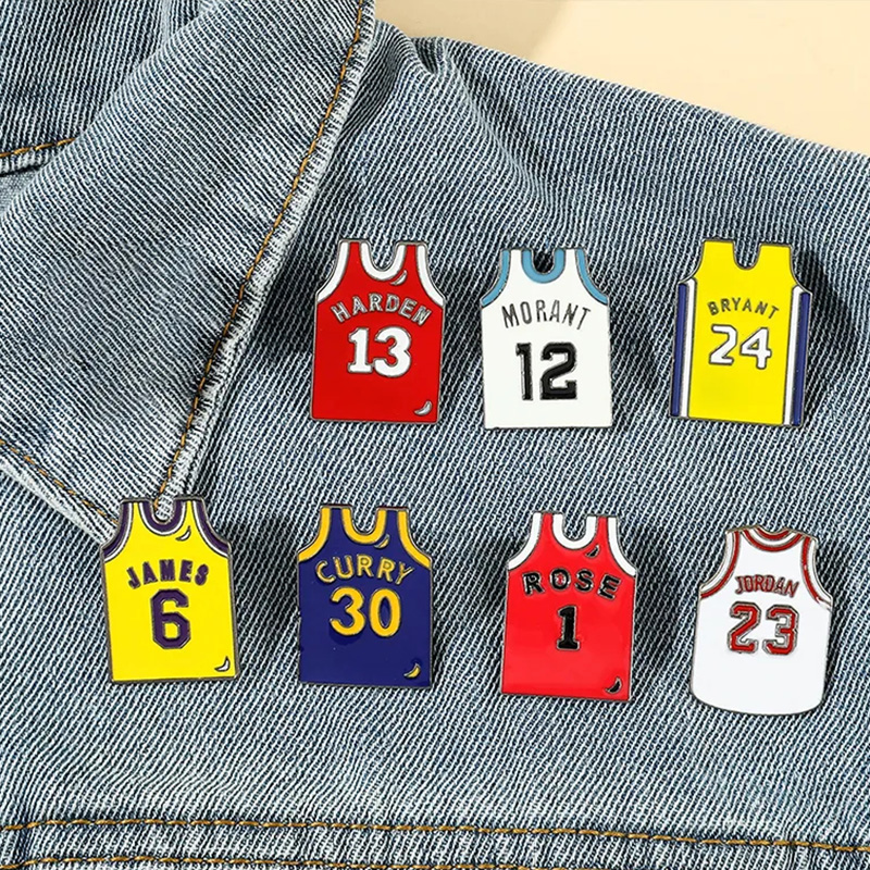 Personalized Basketball Jersey Pin Featuring Player Names and Numbers