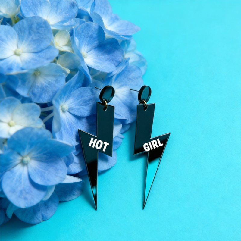 Personalized Multi-Color Lightning Bolt Earrings Edgy Statement Gift for Fashion Girls