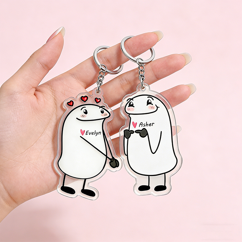 Personalized Sweet Confession Cartoon Keychain Engraved Keychain Playful Gift for Couples Romantic Holiday Gift
