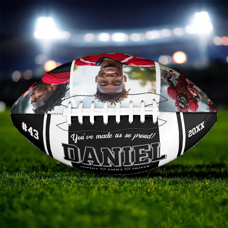 Personalized American Football with Custom Photo and Celebrate Your Player's Journey