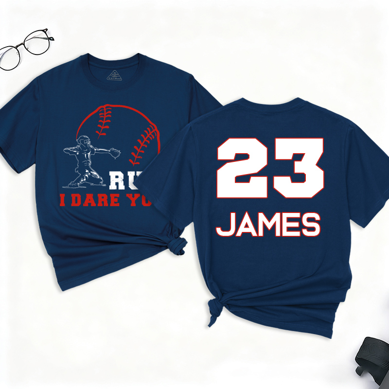 Personalized Baseball T-Shirt I Dare You Baseball Catcher Baseball Player Custom Name and Number