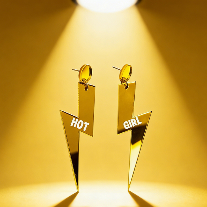 Personalized Multi-Color Lightning Bolt Earrings Edgy Statement Gift for Fashion Girls