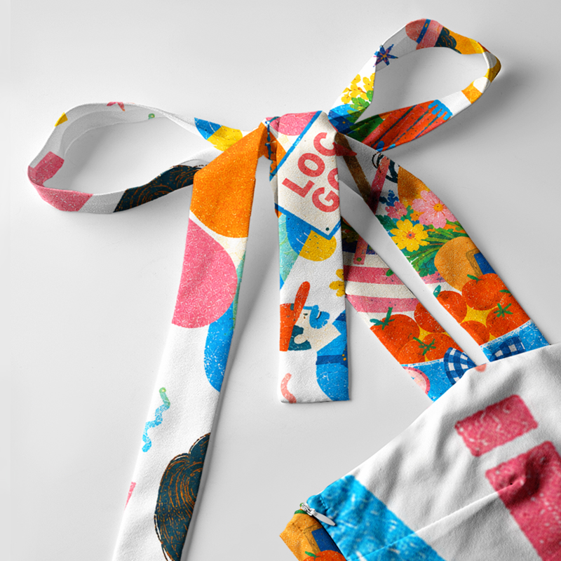 Personalized Colorful Illustrations Maxi Dress Tie-Shoulder Custom Name and Photo Casual Summer Sundress