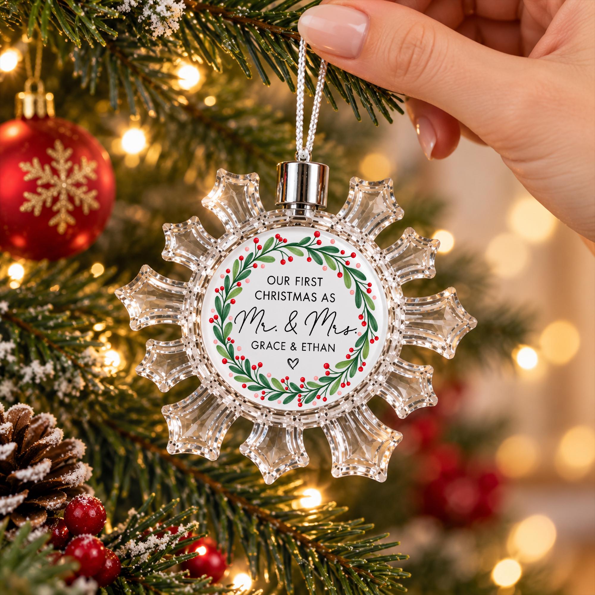 First Christmas Married Ornament, Personalized Newlywed Keepsake 2026