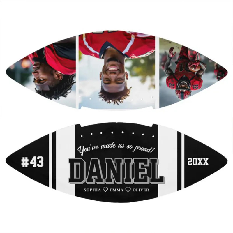 Personalized American Football with Custom Photo and Celebrate Your Player's Journey