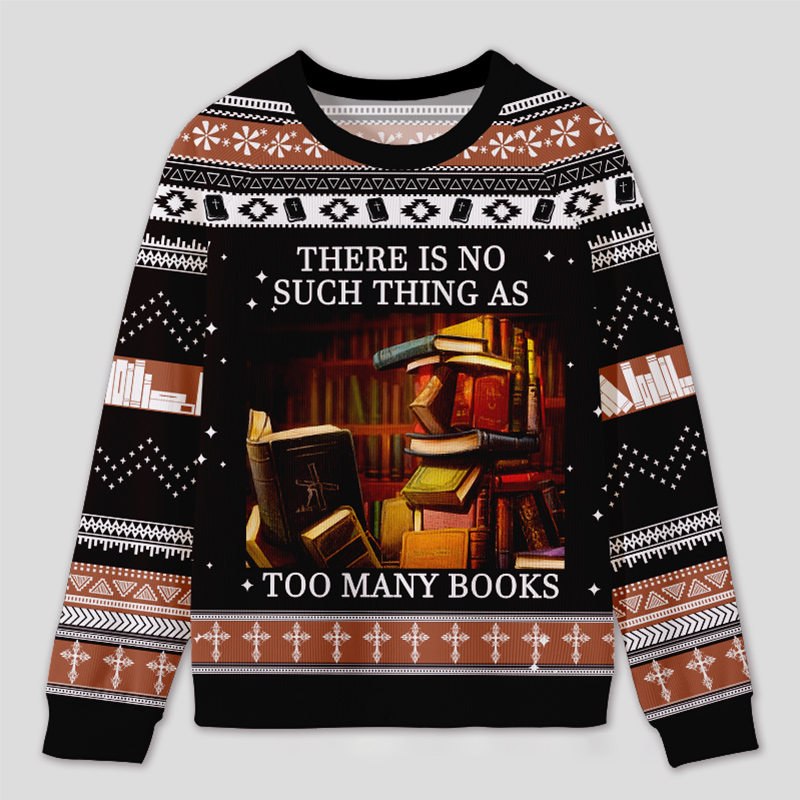 Personalized Never Enough Books Fun Ugly Sweater Holiday Gift for Book Lovers