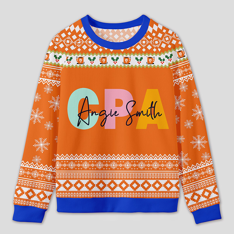 Personalized Certified Accountant Celebration Funny Ugly Sweater Festive Gift for Finance Pros