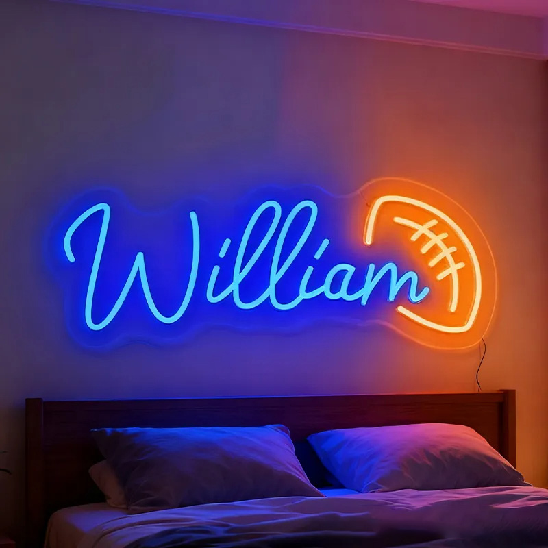 Personalized Football Neon Sign with Custom Name for Bedrooms or Game Rooms