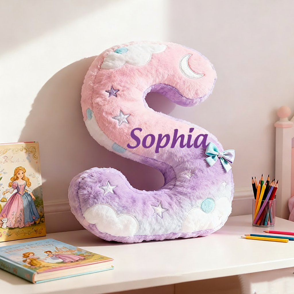 Personalized Colorful 26 Letters Cute Graphic 3D Print Christmas Gift Pillow Cute Magic Beautiful Letter Custom Pillow Gift for Kids
