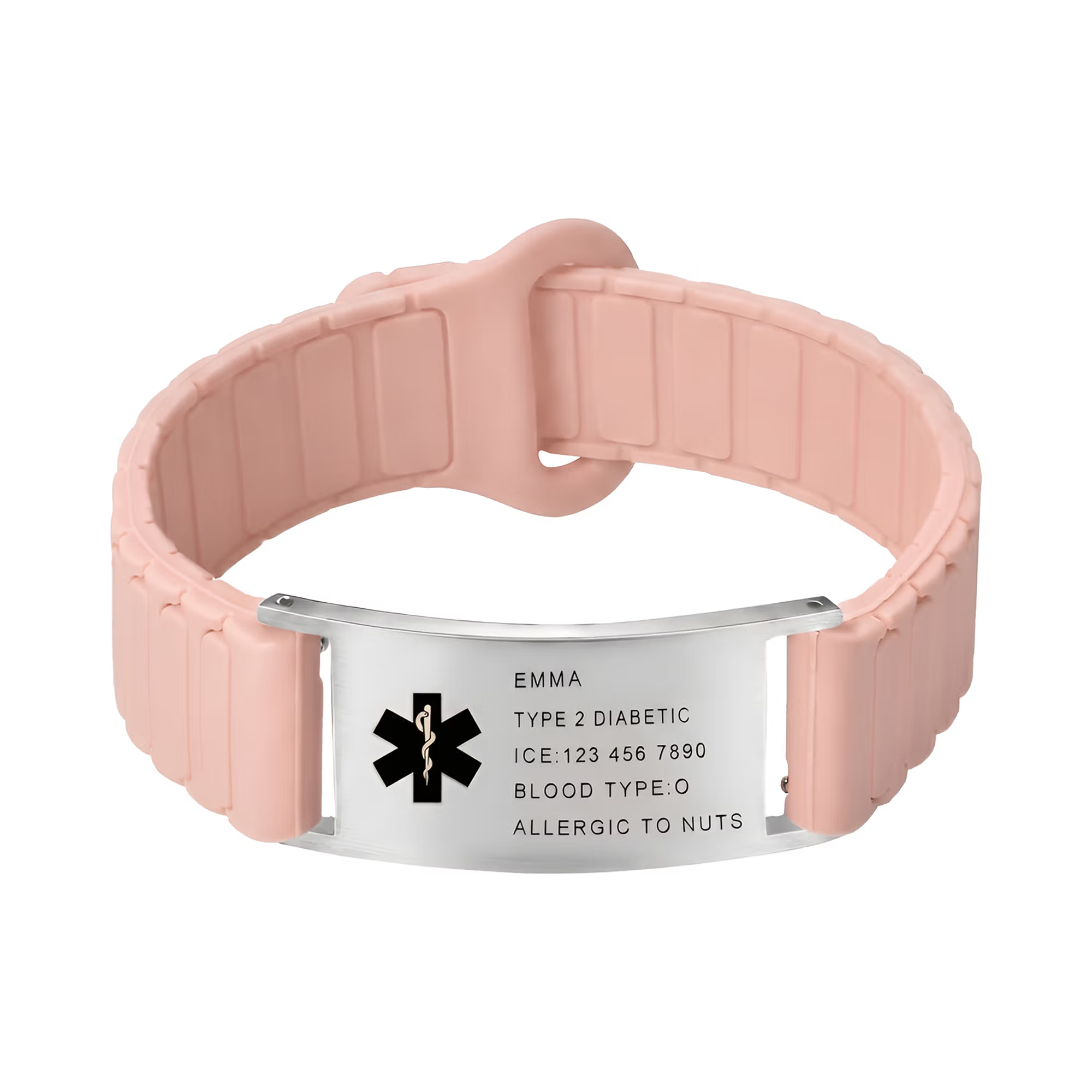 Personalized Medical Symbol Waterproof Medical Alert Bracelet with Engraved ID Name Tag and Magnetic Strap Daily Wear Travel Medical Gift for Patient