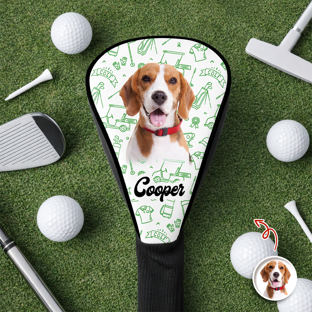 Personalized Puppy Photo Golf Head Cover Funny Gifts For Dog Lovers 