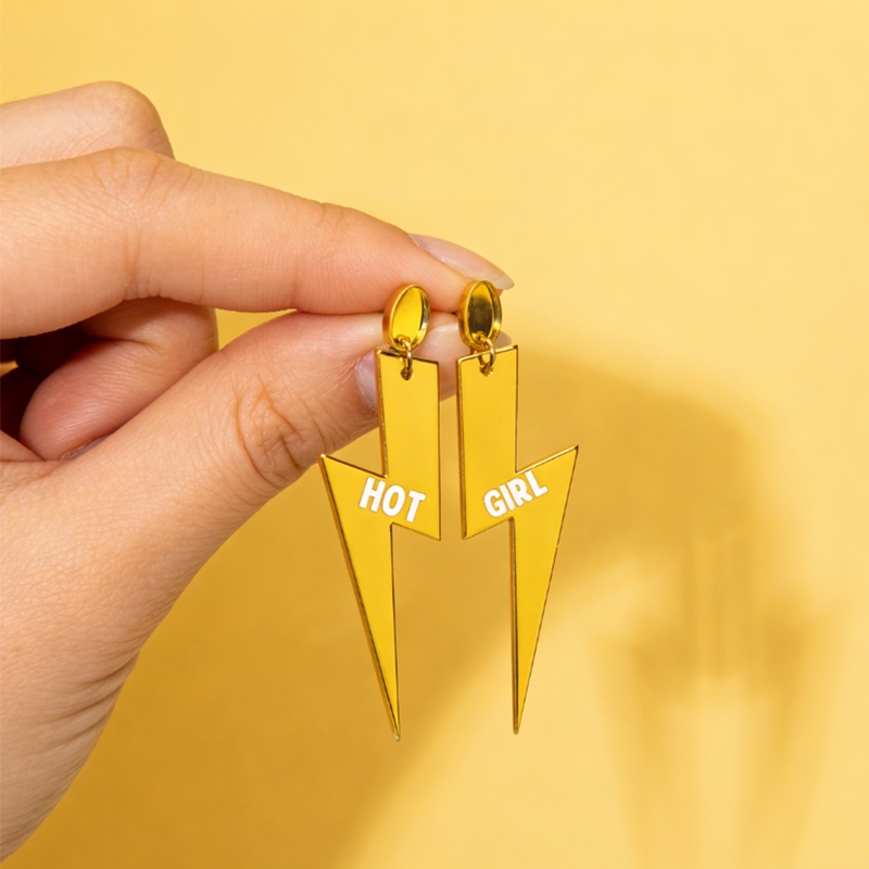 Personalized Multi-Color Lightning Bolt Earrings Edgy Statement Gift for Fashion Girls