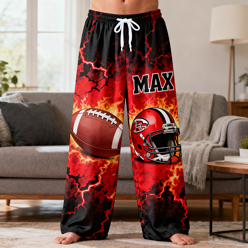 Personalized American Football Lounge Pants with Custom Name Design