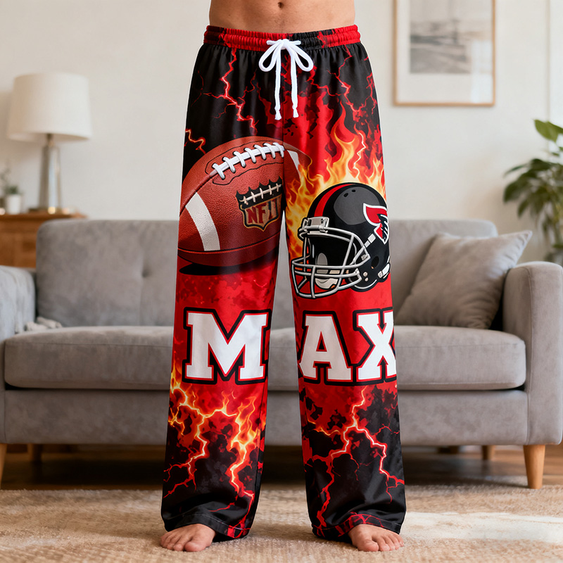 Personalized American Football Lounge Pants with Custom Name Design