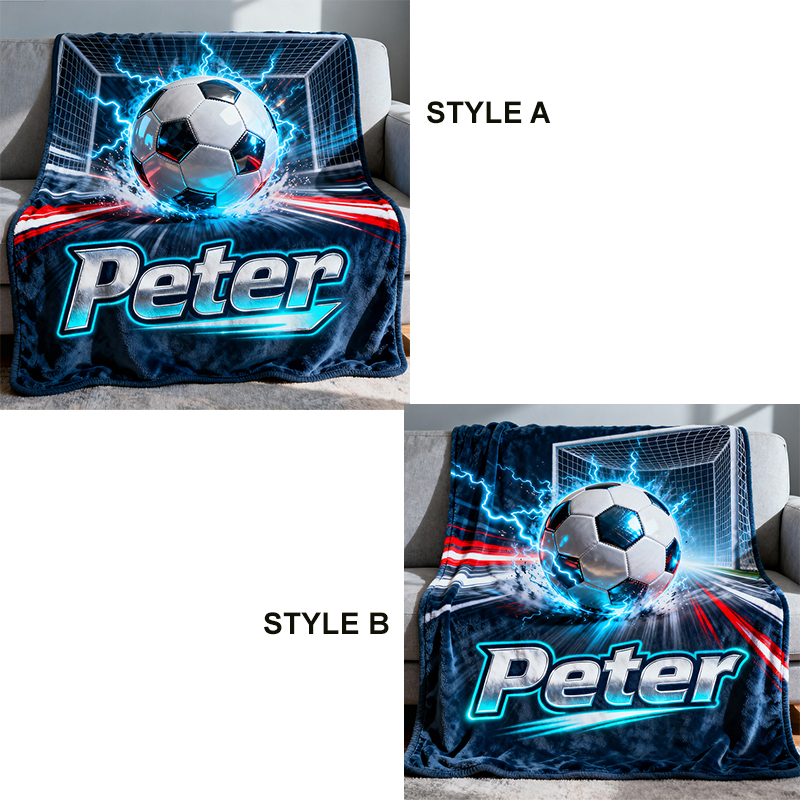 Personalized Soccer Blanket with Electrifying Goal Design and Custom Name for Fans and Players