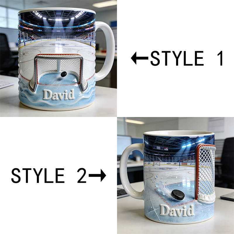 Personalized Ice Hockey Rink Themed Mugs With Custom Name