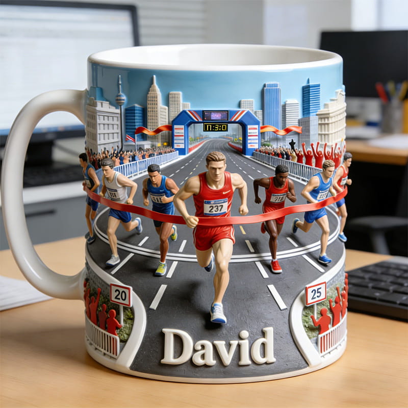 Personalized Sport Marathon-Themed Mug with Customizable Player Name