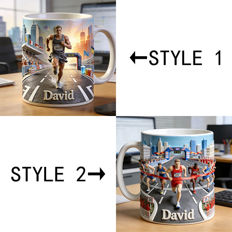 Personalized Sport Marathon-Themed Mug with Customizable Player Name