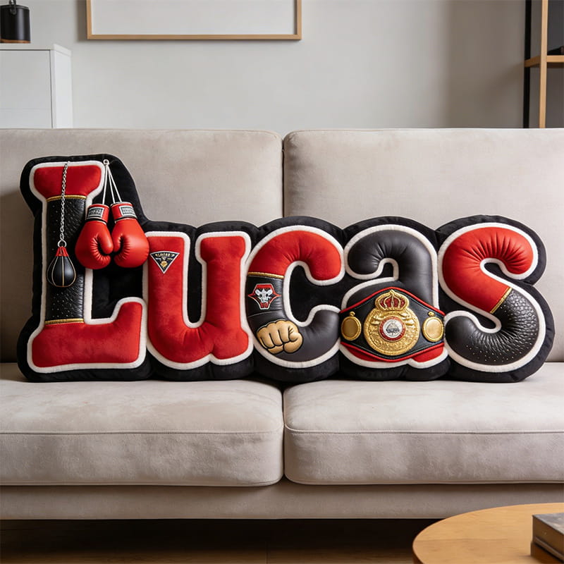 Personalized Boxing-Themed Design Throw Pillow With Custom Name For Birthday Gift , Father's Day or Holiday Surprise