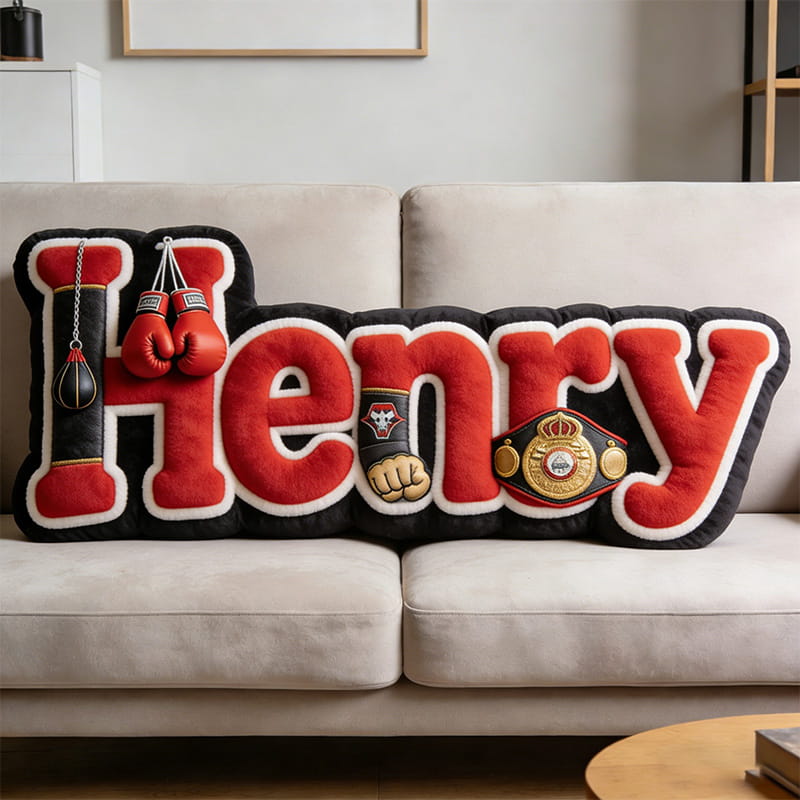Personalized Boxing-Themed Design Throw Pillow With Custom Name For Birthday Gift , Father's Day or Holiday Surprise
