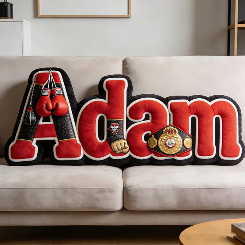 Personalized Boxing-Themed Design Throw Pillow With Custom Name For Birthday Gift , Father's Day or Holiday Surprise