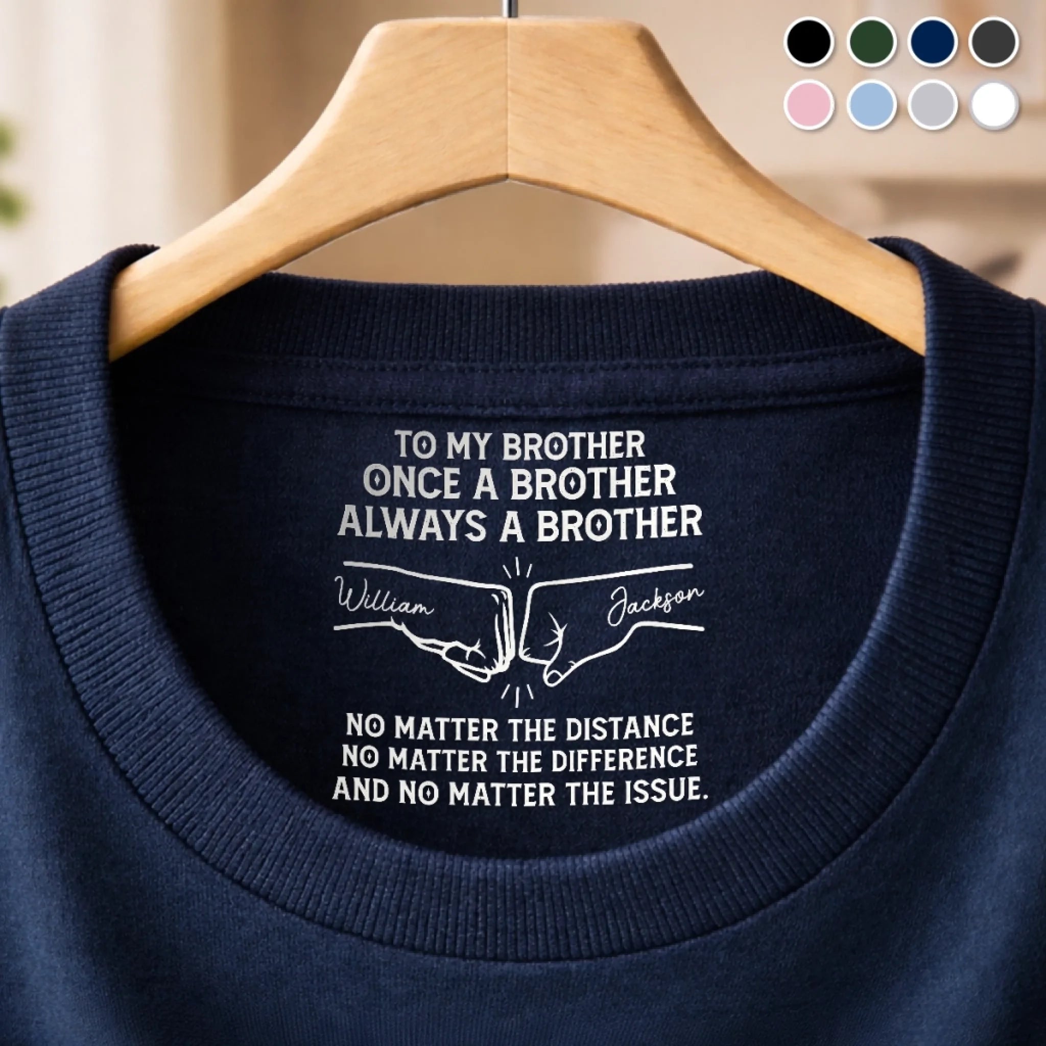 Personalized Inside Neck Print T-Shirt Custom Birthday Gifts for Brother - Forever Proud to Be Brothers
