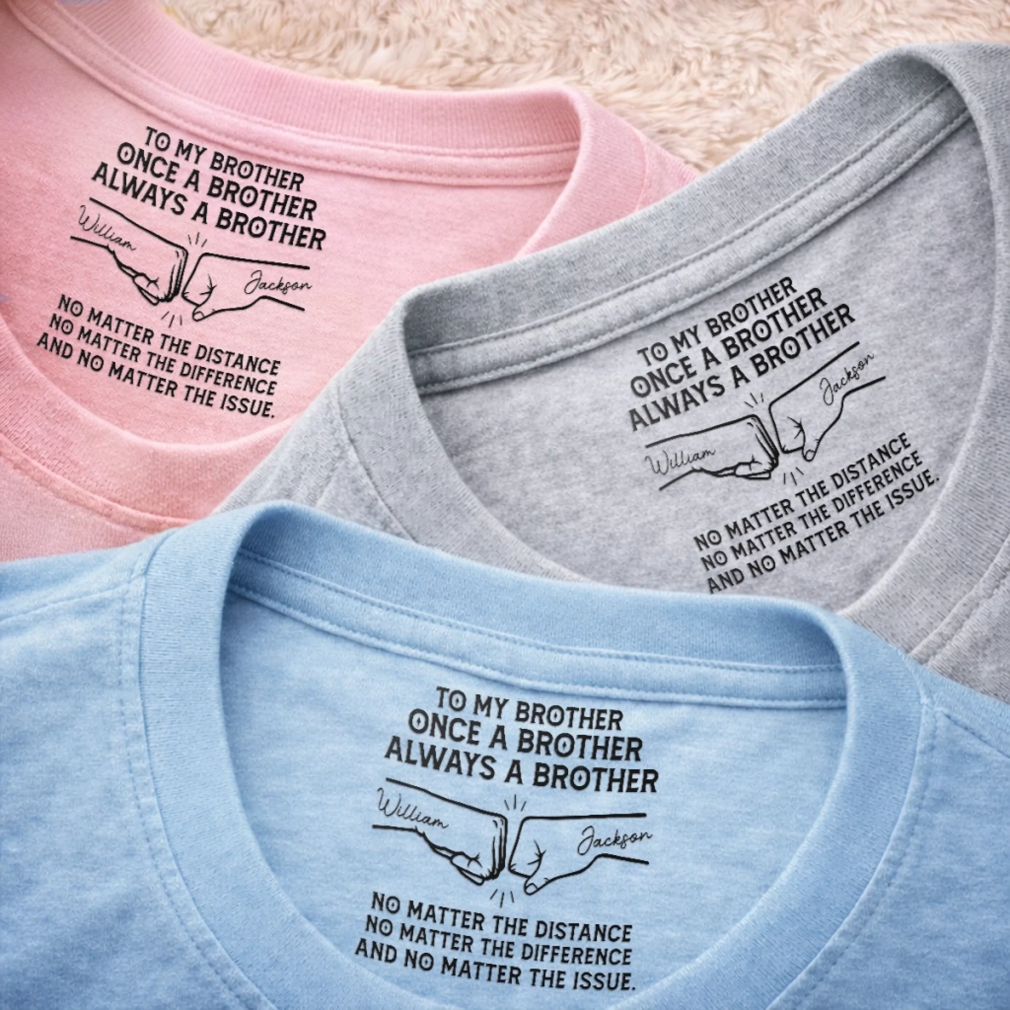Personalized Inside Neck Print T-Shirt Custom Birthday Gifts for Brother - Forever Proud to Be Brothers