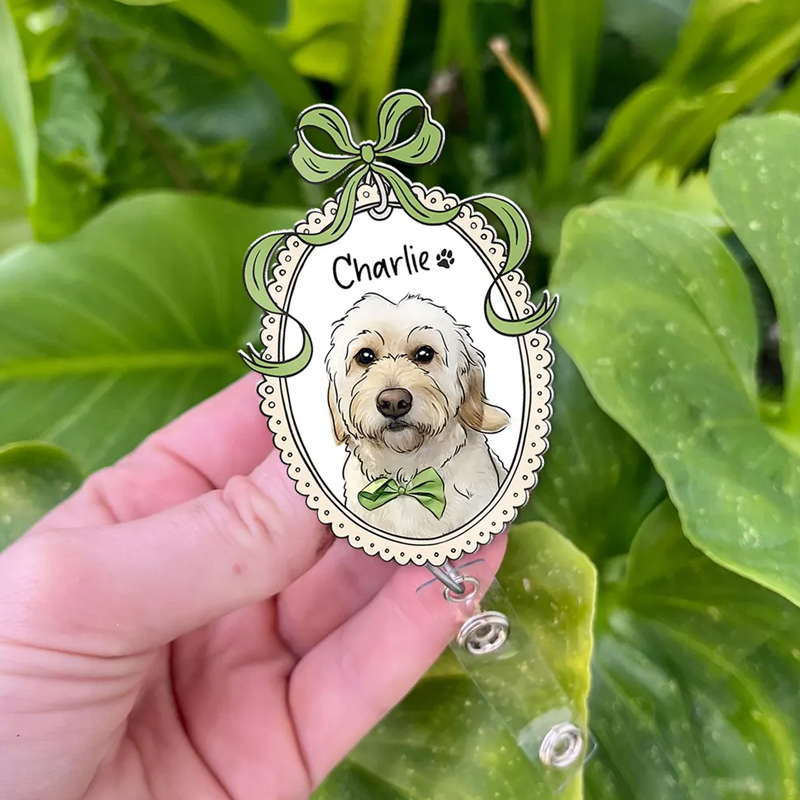 Personalized Pet Portrait Photo Badge Reel Nurse Badge Reel Retractable Badge Holder Gift for Pet Lovers