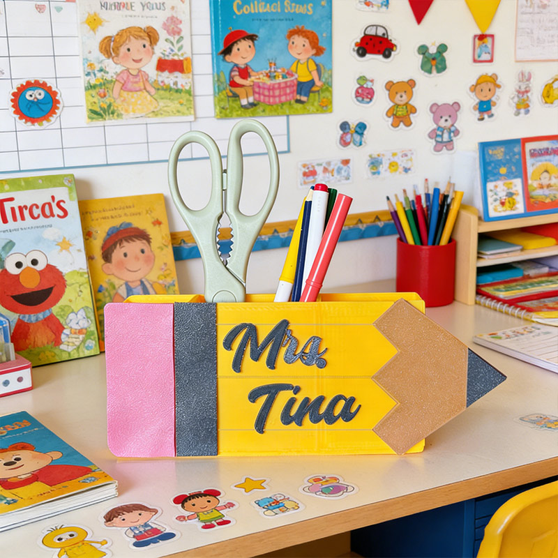 Personalized Pencil Desk Organizer 3D-Printed Pencil Case Teacher's Desk Organizer Gift for Teachers