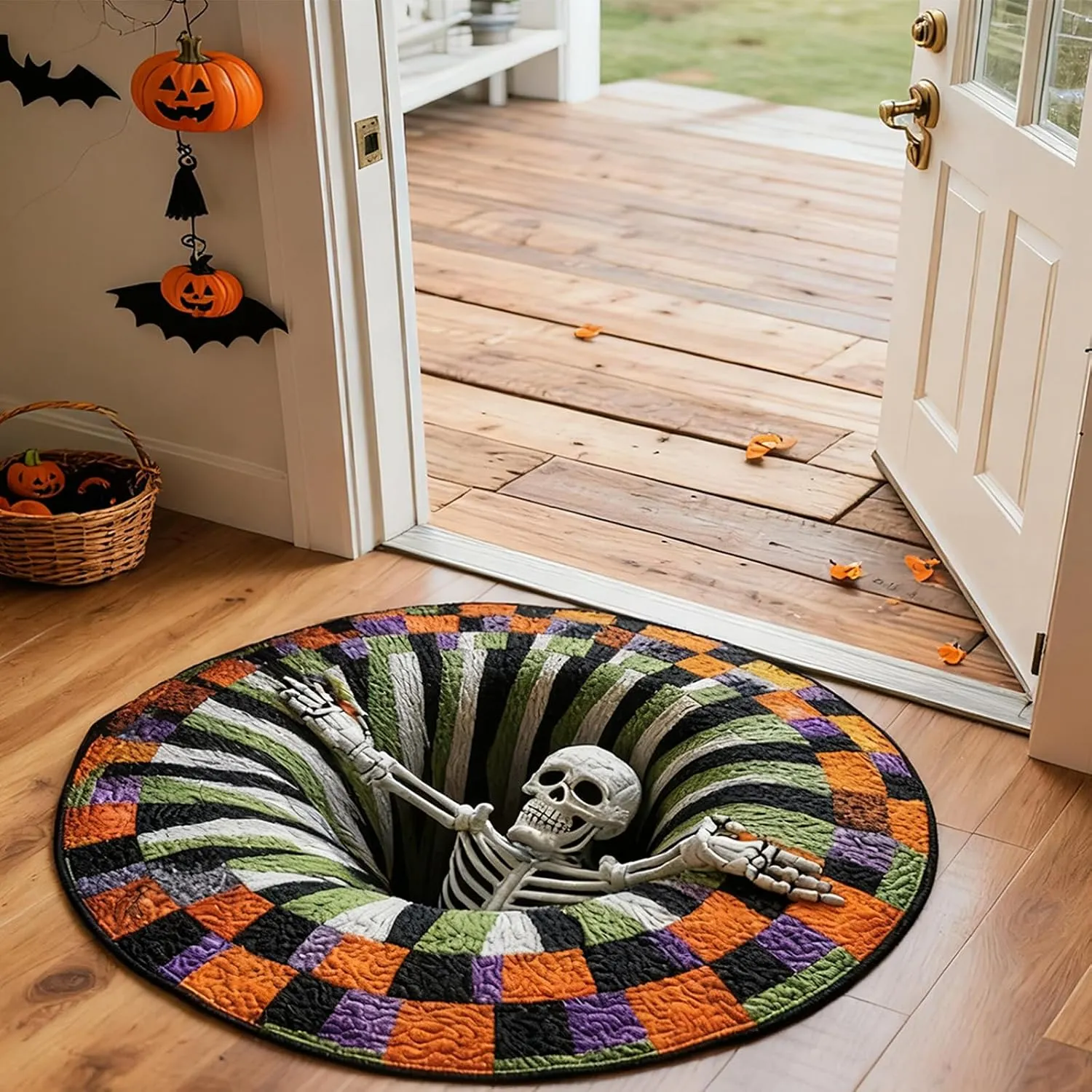 Quilted Halloween Magic Rug 3D Visual Effects Create a Spooky Illusion Scene In Seconds