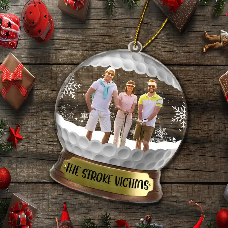 Personalized Golf Snow Globe Ornament with Custom Group Photo and Team Name