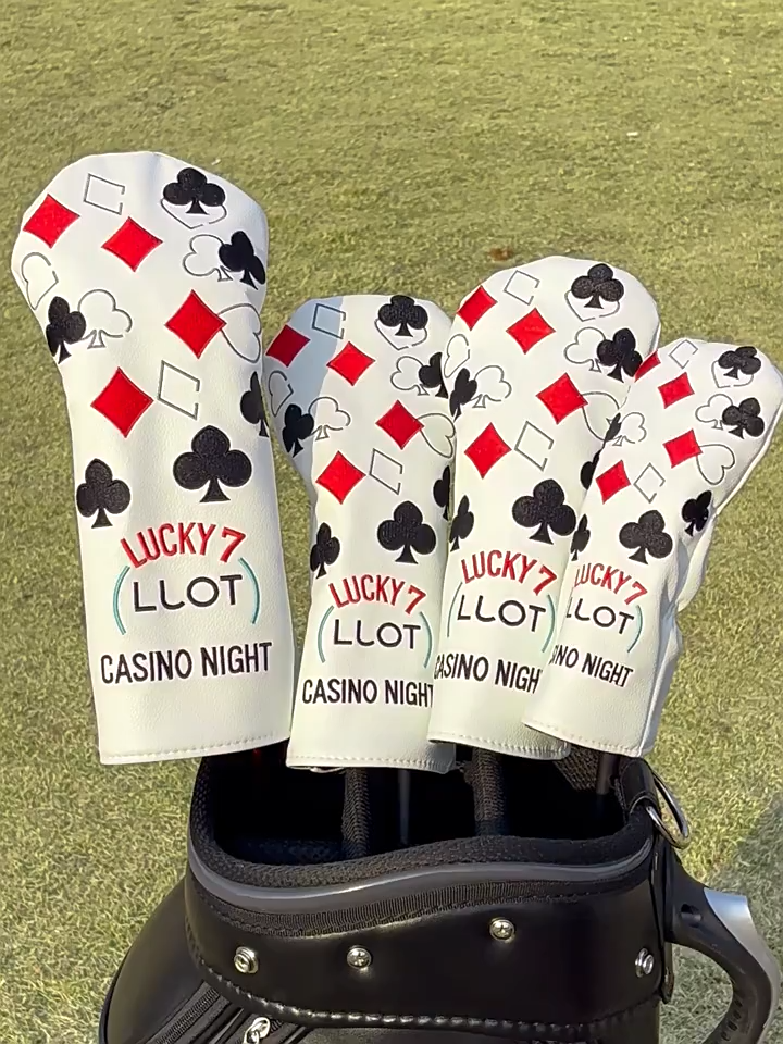 Lucky7 Casino Night Golf Club Covers Poker Themed Protective Club Headcovers 