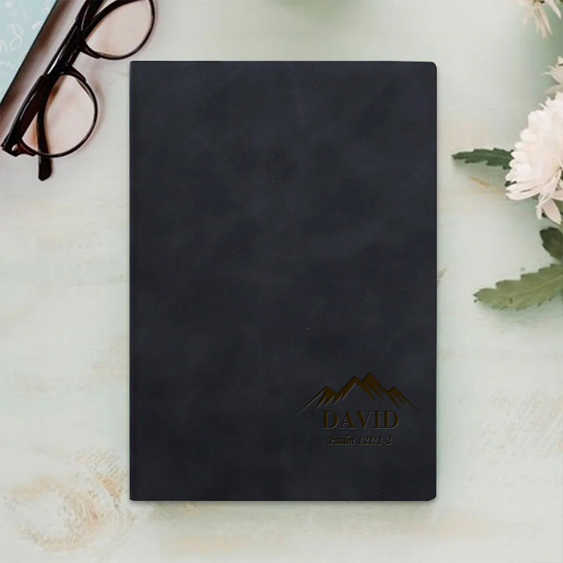 Personalized Mountain Prayer Journal Leather A5 Notebook with Name Birthday Gift Easter Christmas Gift for Men and Boys