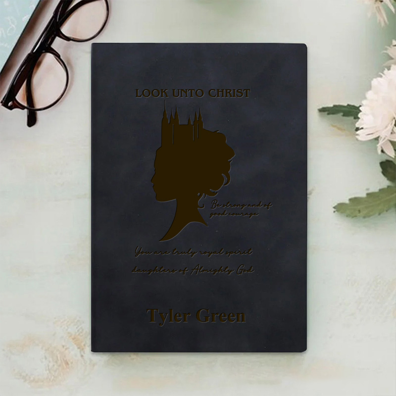 Personalized Look Unto Christ Prayer Journal Leather A5 Notebook with Name Woman Journal Temple Notebook Religious Gift Christian Gift for Her