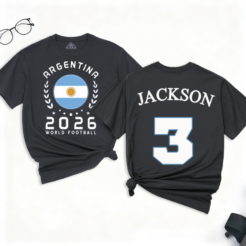 Personalized Argentina T-shirt for the 2026 World Football Customize with Name and Number Gift for Soccer Fans