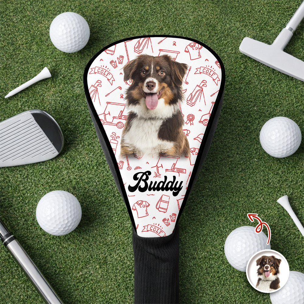 Personalized Puppy Photo Golf Head Cover Funny Gifts For Dog Lovers 