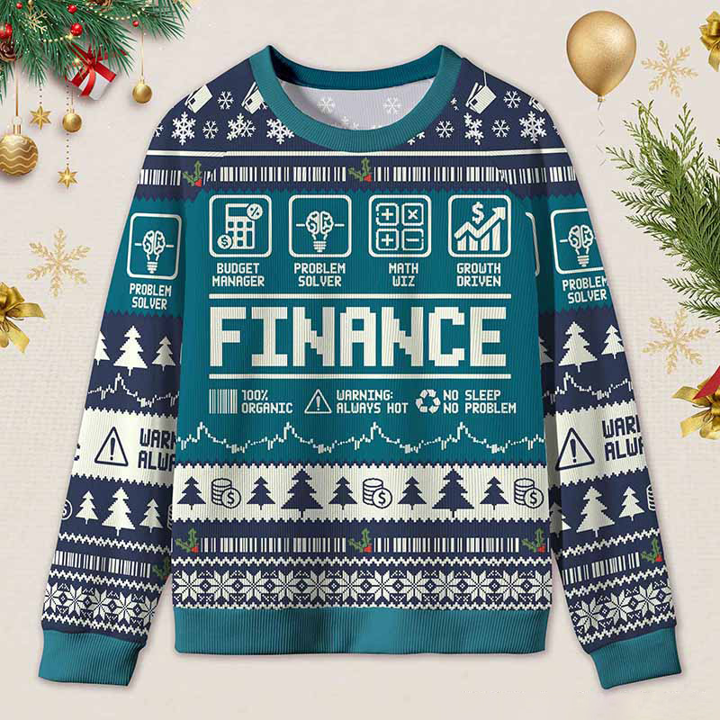 Personalized Funny Accounting Finance Ugly Christmas Sweater Gift for Accounting Finance Professionals